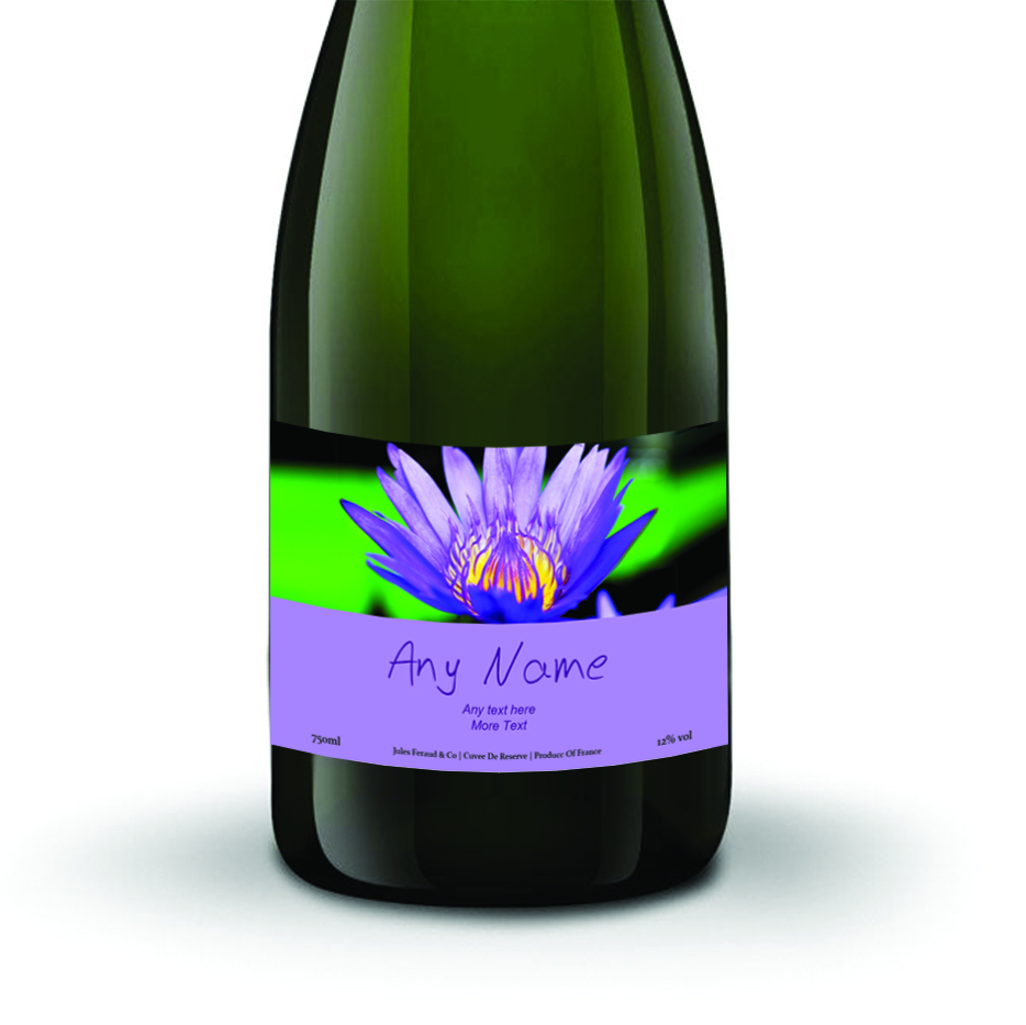 Jules Feraud Brut With Personalised Champagne Label Purple Flower